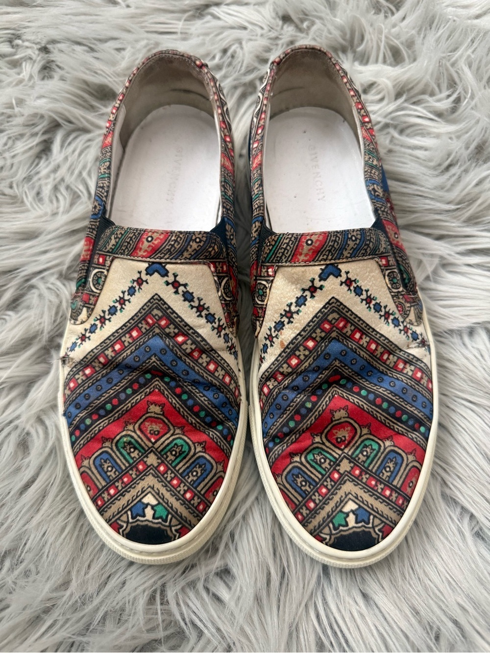 GIVENCHY Silk Tapestry Paisley Printed Slip On Sneakers Multicolor Size 37 - Picture 4 of 13